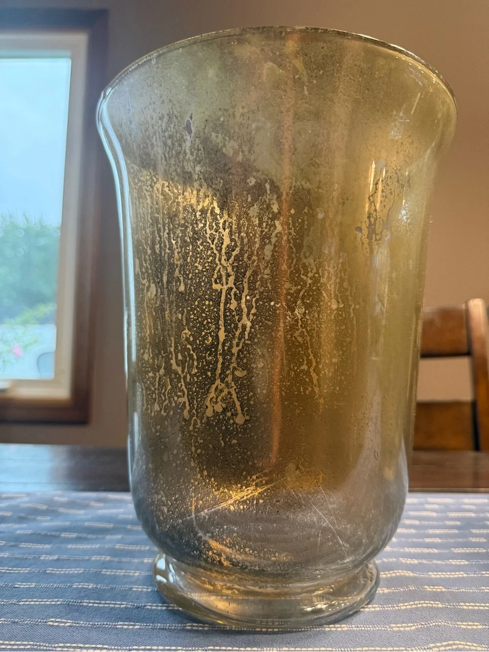 3-Gold Mercury Glass Hurricane Vase - Decorative Serveware Accent